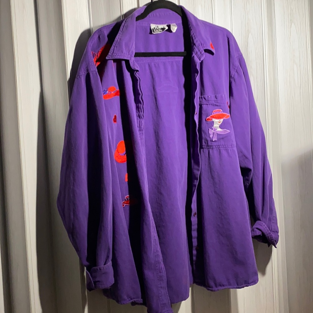 Vintage Purple Flannel with Red Graphics